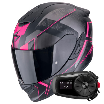 Casque Integral Scorpion Exo 1400 Evo II Air Intensio Matt Black Pink + Kit Bluetooth 5S Solo