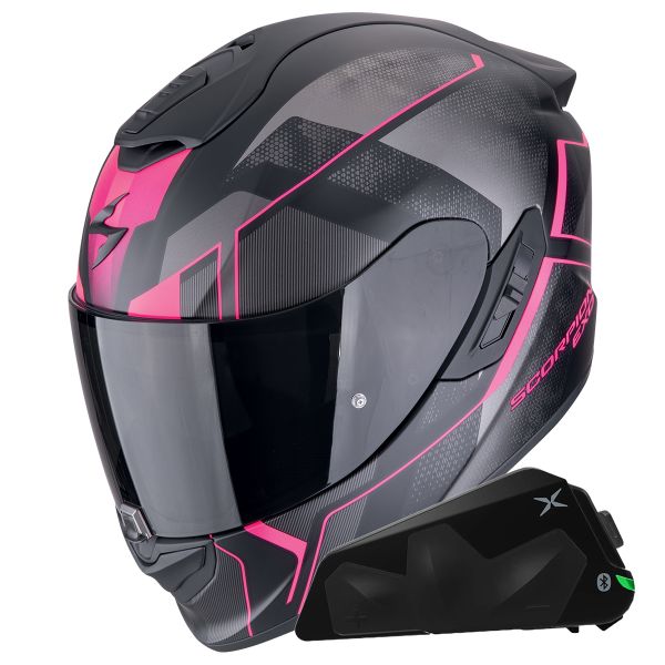 Casque Integral Scorpion Exo 1400 Evo II Air Intensio Matt Pink + Kit bluetooth Exo-Com Link-1C