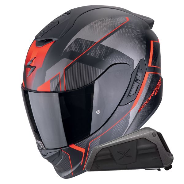 Casque Integral Scorpion Exo 1400 Evo II Air Intensio Matt Red + Kit bluetooth Exo-Com Link-1