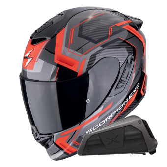 Casque Integral Scorpion Exo 1400 Evo II Air Linart Black Red + Kit bluetooth Exo-Com Link-1