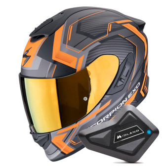 Casque Integral Scorpion Exo 1400 Evo II Air Linart Matt Black Orange + Kit Bluetooth BT Mini