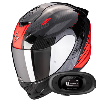 Casque Integral Scorpion Exo 1400 Evo II Air Luma Black Red +Kit bluetooth 5R Lite