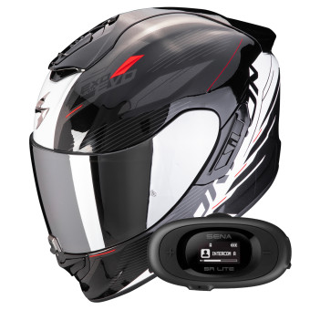 Casque Integral Scorpion Exo 1400 Evo II Air Luma Black White + Kit bluetooth 5R Lite