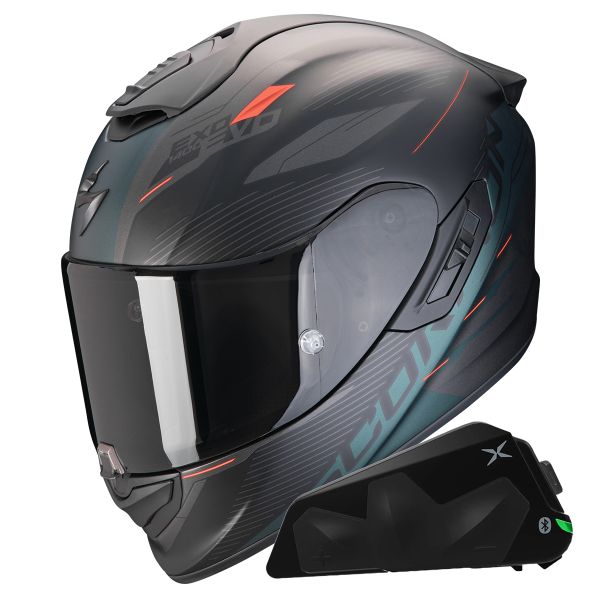 Casque Integral Scorpion Exo 1400 Evo II Air Luma Matt Green + Kit bluetooth Exo-Com Link-1C