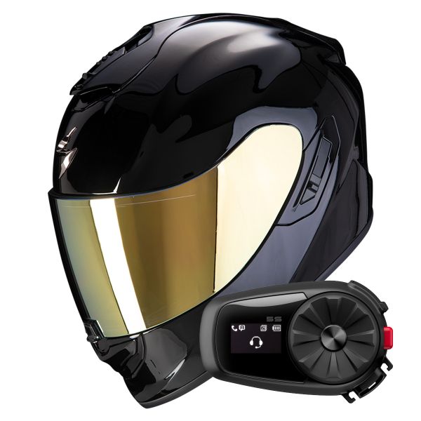 Casque Integral Scorpion Exo 1400 Evo II Air Solid Black + Kit Bluetooth 5S