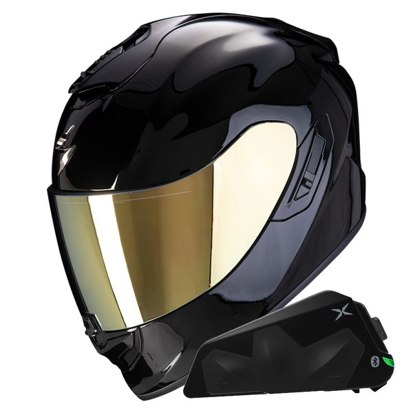Casque Integral Scorpion Exo 1400 Evo II Air Solid Black + Kit bluetooth Exo-Com Link-1C