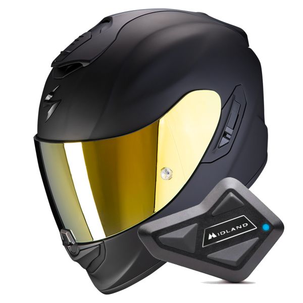 Casque Integral Scorpion Exo 1400 Evo II Air Solid Matt Black + Kit Bluetooth BT Mini
