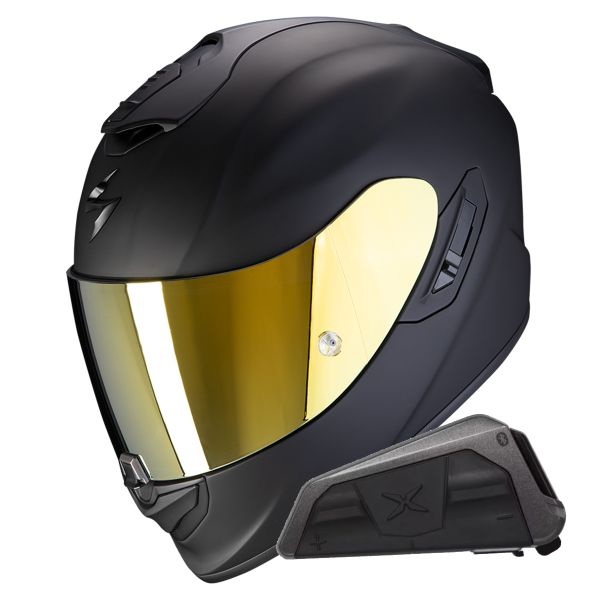 Casque Integral Scorpion Exo 1400 Evo II Air Solid Matt Black + Kit bluetooth Exo-Com Link-1