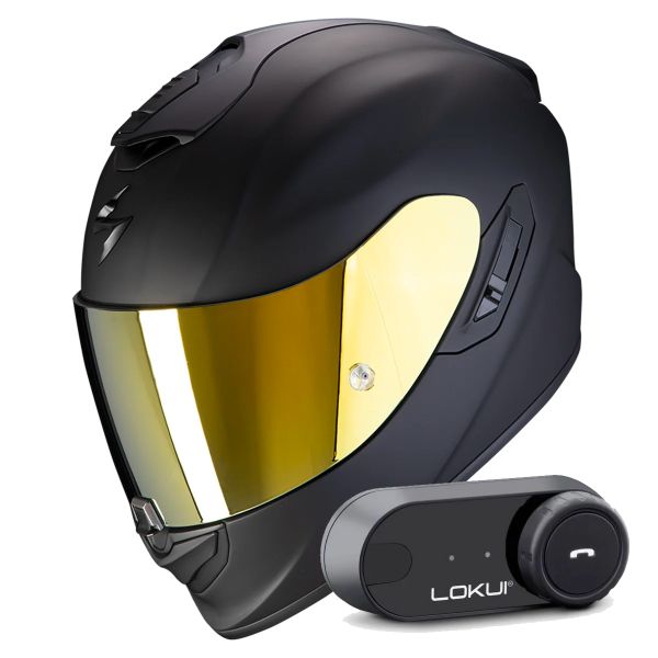 Casque Integral Scorpion Exo 1400 Evo II Air Solid Matt Black + Kit Bluetooth Lokui K30