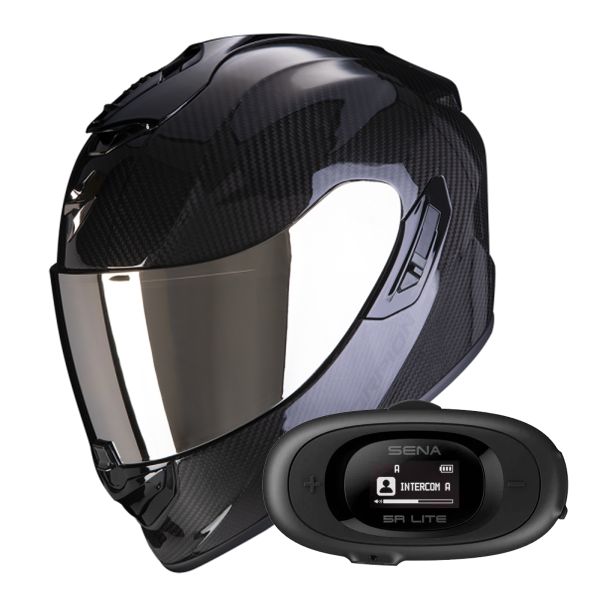 Casque Integral Scorpion Exo 1400 Evo II Carbon Air Black + Kit bluetooth 5R Lite Solo