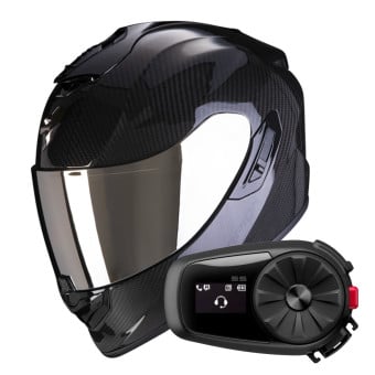 Casque Integral Scorpion Exo 1400 Evo II Carbon Air Black + Kit Bluetooth 5S Solo