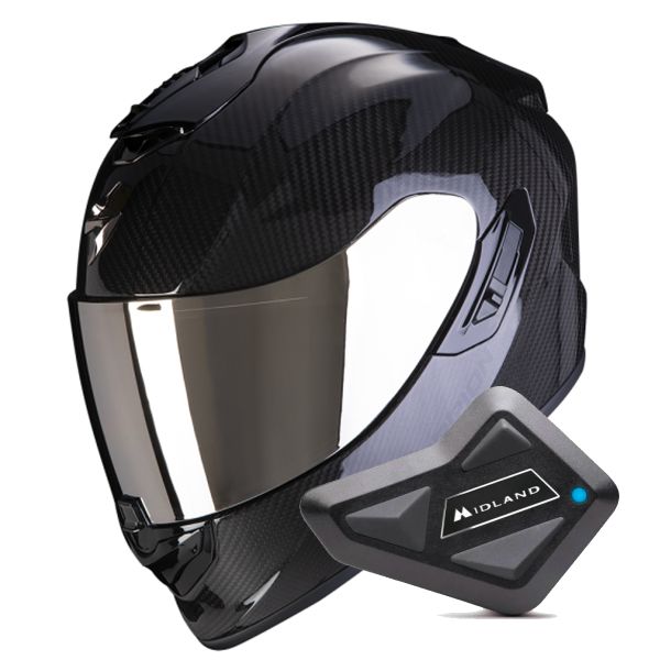 Casque Integral Scorpion Exo 1400 Evo II Carbon Air Black + Kit Bluetooth BT Mini
