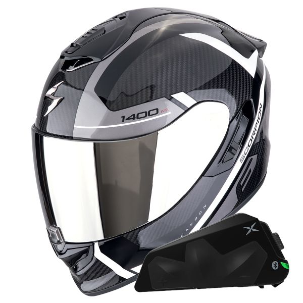 Casque Integral Scorpion Exo 1400 Evo II Carbon Air Enko Black + Kit bluetooth Exo-Com Link-1C