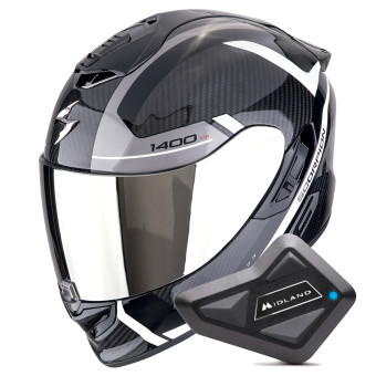 Casque Integral Scorpion Exo 1400 Evo II Carbon Air Enko Black Silver + Kit Bluetooth BT Mini Casque Integral Scorpion Exo 1400 Evo II Carbon Air Enko Black Silver + Kit Bluetooth BT Mini