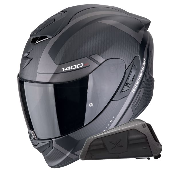 Casque Integral Scorpion Exo 1400 Evo II Carbon Air Enko Matt + Kit bluetooth Exo-Com Link-1