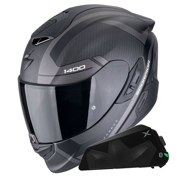 Casque Integral Scorpion Exo 1400 Evo II Carbon Air Enko Matt + Kit bluetooth Exo-Com Link-1C