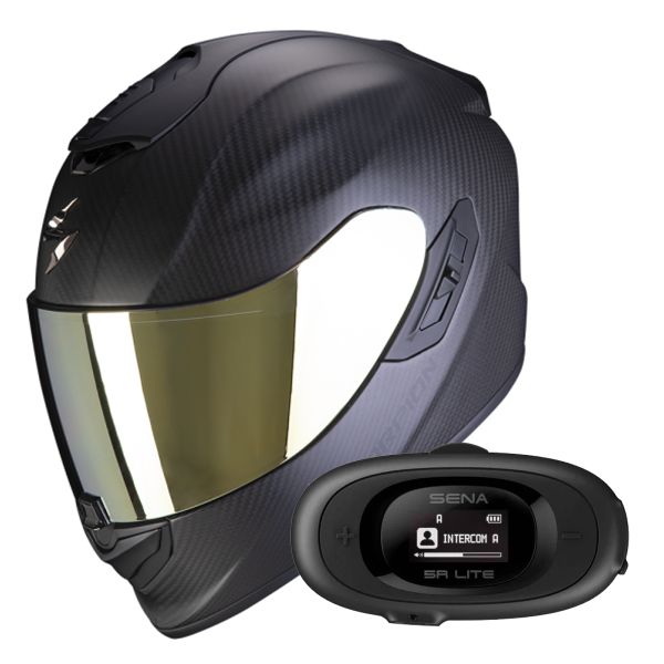 Casque Integral Scorpion Exo 1400 Evo II Carbon Air Matt Black + Kit bluetooth 5R Lite Solo Casque Integral Scorpion Exo 1400 Evo II Carbon Air Matt Black + Kit bluetooth 5R Lite Solo