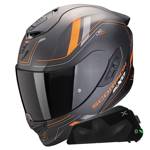 Casque Integral Scorpion Exo 1400 Evo II Carbon Air Mirage Matt + Kit bluetooth Exo-Com Link-1C