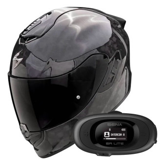Casque Integral Scorpion Exo 1400 Evo II Carbon Air Onyx Black + Kit bluetooth 5R Lite Solo