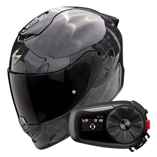 Casque Integral Scorpion Exo 1400 Evo II Carbon Air Onyx Black + Kit Bluetooth 5S Solo Casque Integral Scorpion Exo 1400 Evo II Carbon Air Onyx Black + Kit Bluetooth 5S Solo