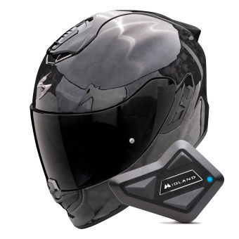 Casque Integral Scorpion Exo 1400 Evo II Carbon Air Onyx Black + Kit Bluetooth BT Mini