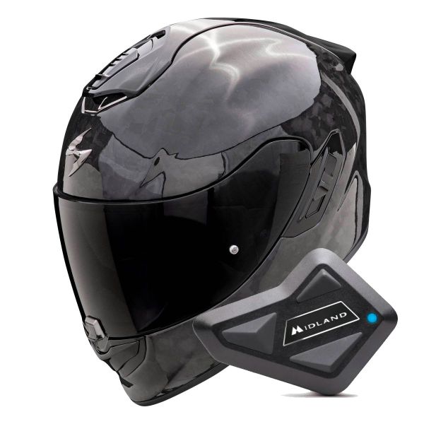 Casque Integral Scorpion Exo 1400 Evo II Carbon Air Onyx Black + Kit Bluetooth BT Mini Casque Integral Scorpion Exo 1400 Evo II Carbon Air Onyx Black + Kit Bluetooth BT Mini