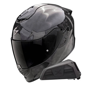 Casque Integral Scorpion Exo 1400 Evo II Carbon Air Onyx Black + Kit bluetooth Exo-Com Link-1