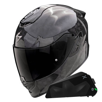 Casque Integral Scorpion Exo 1400 Evo II Carbon Air Onyx Black + Kit bluetooth Exo-Com Link-1C