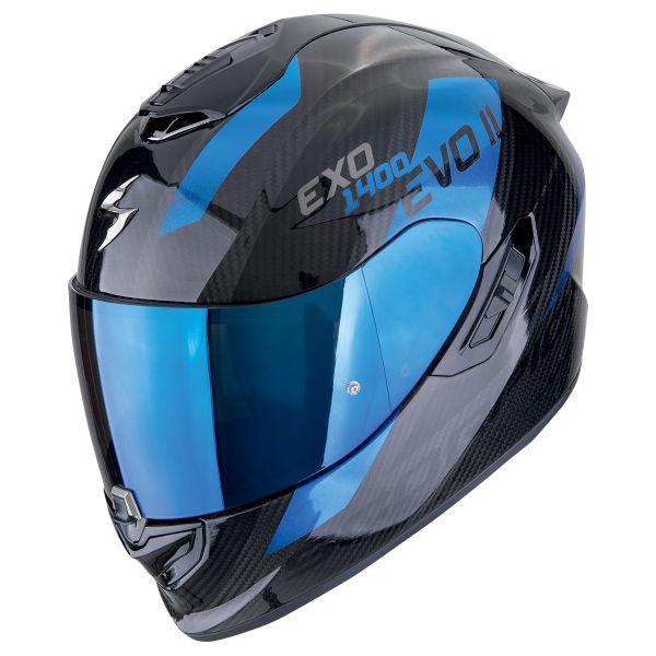 Casque Integral Scorpion Exo 1400 Evo II Carbon Air Platted Black Blue Casque Integral Scorpion Exo 1400 Evo II Carbon Air Platted Black Blue