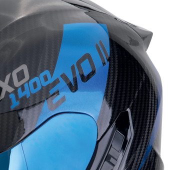 Scorpion Exo 1400 Evo II Carbon Air Platted Blue + Kit bluetooth Exo-Com Link-1C