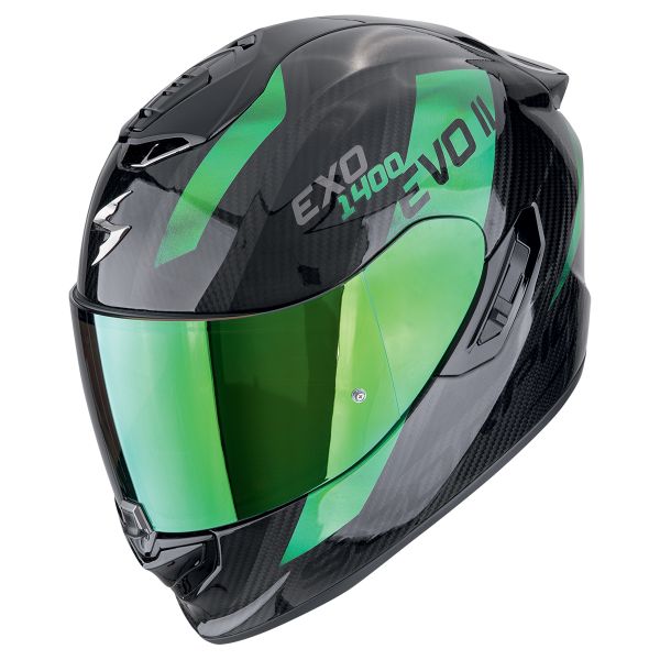 Casque Integral Scorpion Exo 1400 Evo II Carbon Air Platted Black Green Casque Integral Scorpion Exo 1400 Evo II Carbon Air Platted Black Green