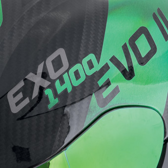 Scorpion Exo 1400 Evo II Carbon Air Platted Green + Kit bluetooth Exo-Com Link-1C