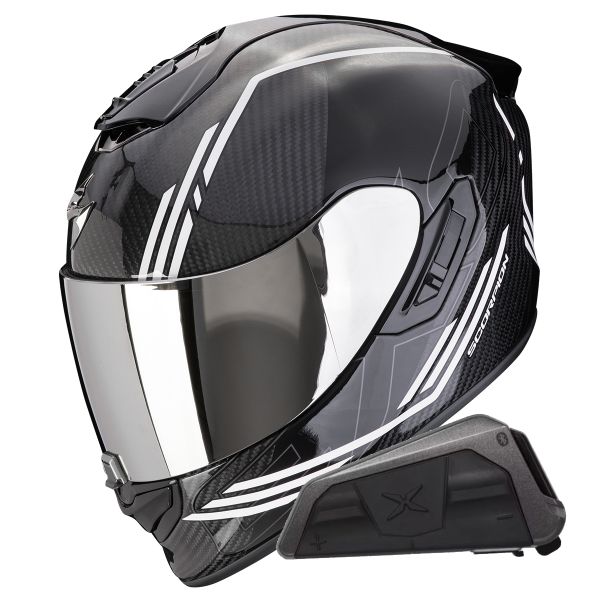 Casque Integral Scorpion Exo 1400 Evo II Carbon Air Reika White + Kit bluetooth Exo-Com Link-1