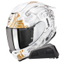 Casque Integral Scorpion Exo 1500 Air Apus Pearl White Grey Gold + Kit bluetooth Exo-Com Link-1