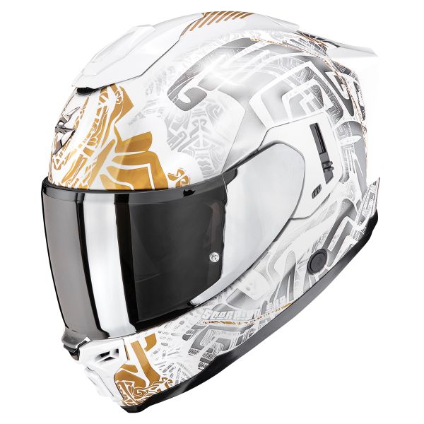 Casque Integral Scorpion Exo 1500 Air Apus Pearl White Grey Gold Casque Integral Scorpion Exo 1500 Air Apus Pearl White Grey Gold