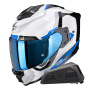 Casque Integral Scorpion Exo 1500 Air Arena White Blue + Kit bluetooth Exo-Com Link-1