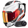 Casque Integral Scorpion Exo 1500 Air Arena White Red + Kit Bluetooth Lokui K30