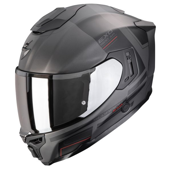 Casque Integral Scorpion Exo 1500 Air Dual Matt Silver Black Red Casque Integral Scorpion Exo 1500 Air Dual Matt Silver Black Red