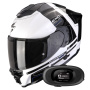 Casque Integral Scorpion Exo 1500 Air Dual White Black Blue + Kit bluetooth 5R Lite Solo