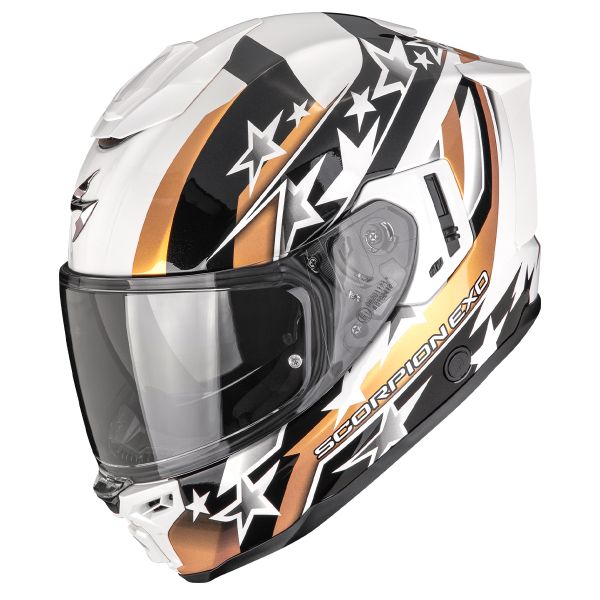 Casque Integral Scorpion Exo 1500 Air Etoile White Black Gold