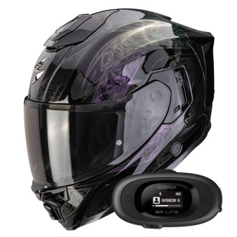 Casque Integral Scorpion Exo 1500 Air Fantasy Black Chameleon + Kit bluetooth 5R Lite Solo