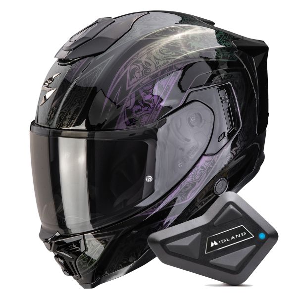 Casque Integral Scorpion Exo 1500 Air Fantasy Black Chameleon + Kit Bluetooth BT Mini