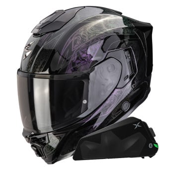 Casque Integral Scorpion Exo 1500 Air Fantasy Black Chameleon + Kit bluetooth Exo-Com Link-1C
