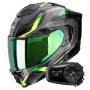 Casque Integral Scorpion Exo 1500 Air Sleek Black Green + Kit Bluetooth 5S Solo