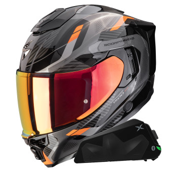 Casque Integral Scorpion Exo 1500 Air Sleek Black Orange + Kit bluetooth Exo-Com Link-1C