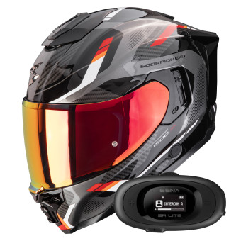 Casque Integral Scorpion Exo 1500 Air Sleek Black Red + Kit bluetooth 5R Lite Solo
