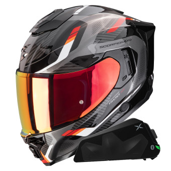 Casque Integral Scorpion Exo 1500 Air Sleek Black Red + Kit bluetooth Exo-Com Link-1C