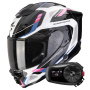 Casque Integral Scorpion Exo 1500 Air Sleek White Black Pink + Kit Bluetooth 5S Solo