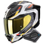 Casque Integral Scorpion Exo 1500 Air Sleek White Blue Yellow + Kit Bluetooth BT Mini