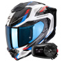 Casque Integral Scorpion Exo 1500 Air Sleek White Red Blue + Kit Bluetooth 5S Solo